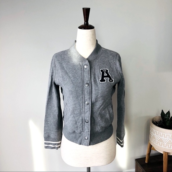 Abercrombie & Fitch Varsity Sweatshirt Soft Shell Varsity 3/4 Sleeve Jacket - Picture 1 of 4